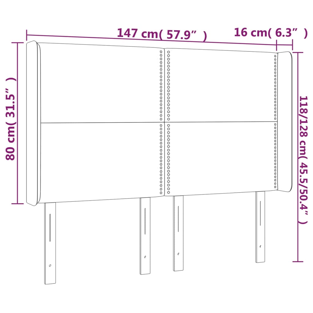 LED Headboard Light Gray 57.9"x6.3"x46.5"/50.4" Fabric