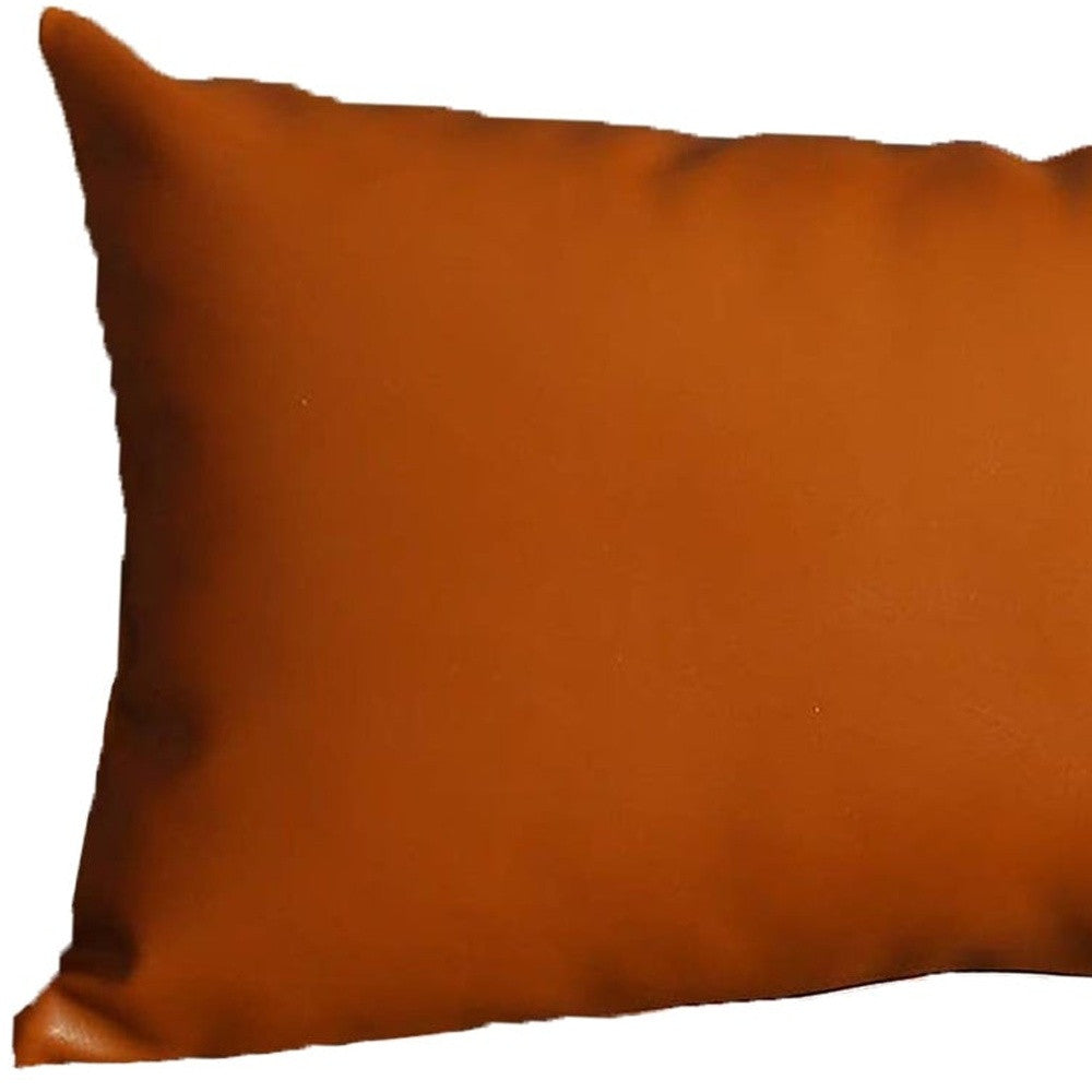 Set Of Four 12" X 20" Brown Faux Leather Pillow Covers