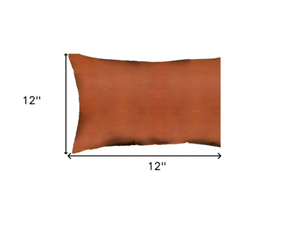 Set Of Four 12" X 12" Brown Solid Color Handmade Faux Leather Lumbar Pillows