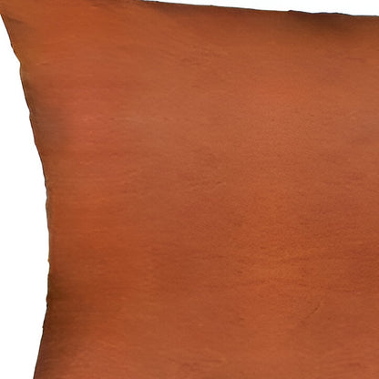 Set Of Four 12" X 12" Brown Solid Color Handmade Faux Leather Lumbar Pillows