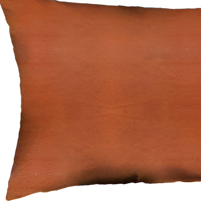 Set Of Four 12" X 12" Brown Solid Color Handmade Faux Leather Lumbar Pillows