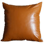 Set Of Four 17" X 17" Brown Faux Leather Zippered Pillow