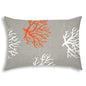 14" X 20" Gray And White Corals Blown Seam Nautical Lumbar Indoor Outdoor Pillow