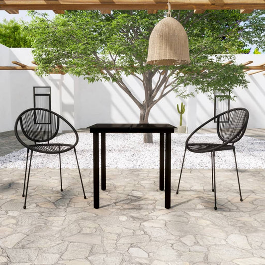 3 Piece Patio Dining Set Black