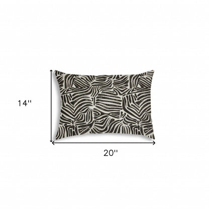 14" X 20" Black And White Safari Animals Blown Seam Animal Print Lumbar Indoor Outdoor Pillow