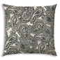 17" X 17" Gray And Cream Blown Seam Paisley Lumbar Indoor Outdoor Pillow