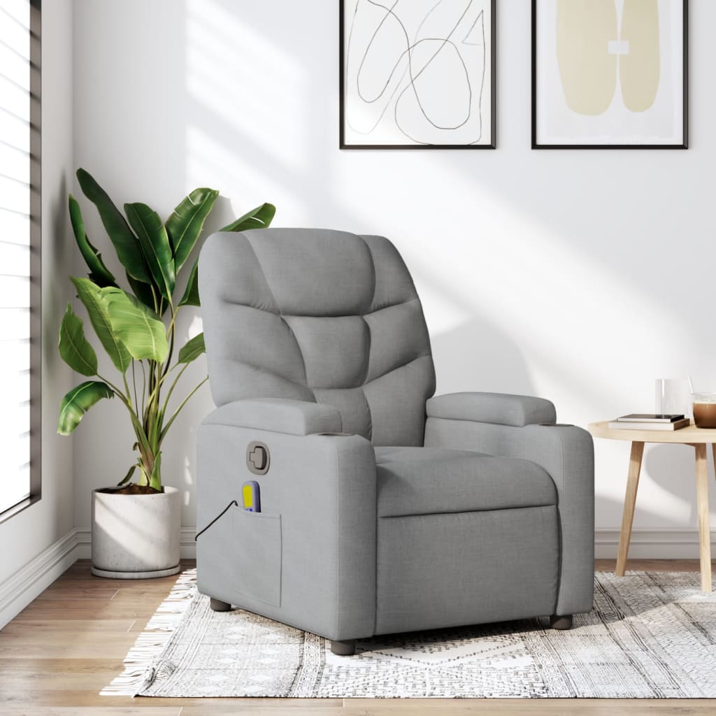 Massage Recliner Chair Cream Fabric