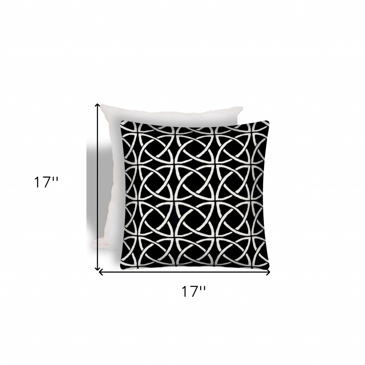 17" X 17" Black And White Zippered Interlocking Throw Indoor Outdoor Pillow