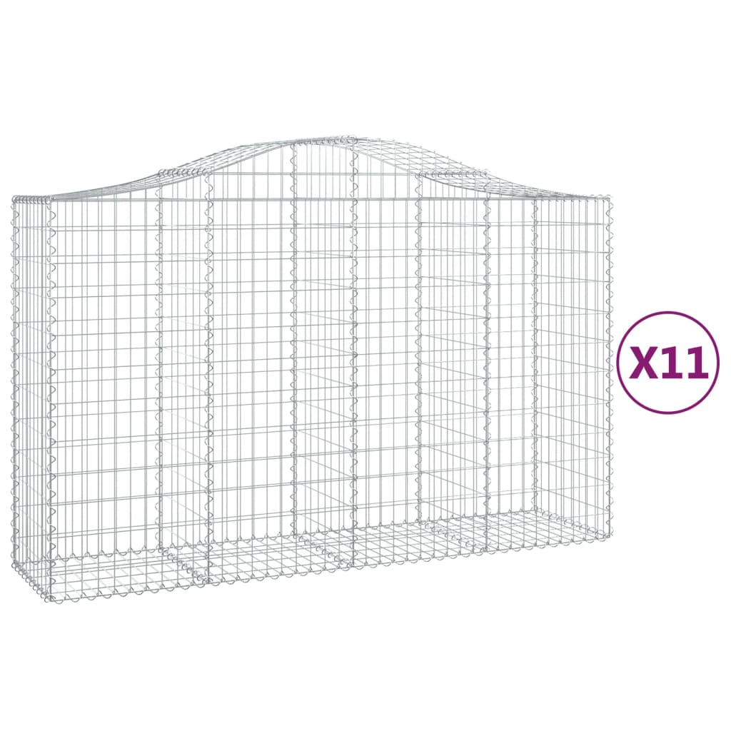 Arched Gabion Baskets 11 pcs 78.7"x19.7"x47.2"/55.1" Galvanized Iron