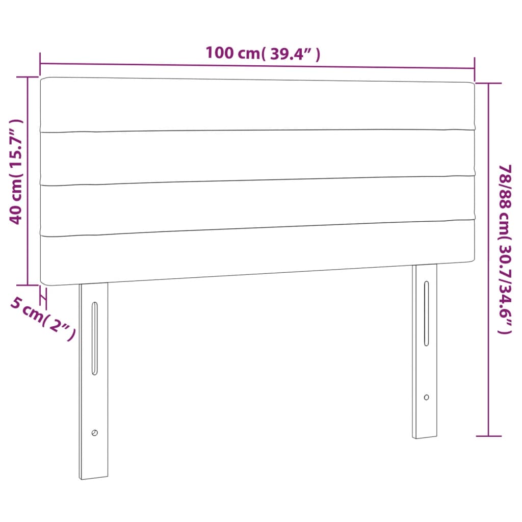 Headboard Light Gray 39.4"x2"x30.7"/34.6" Fabric