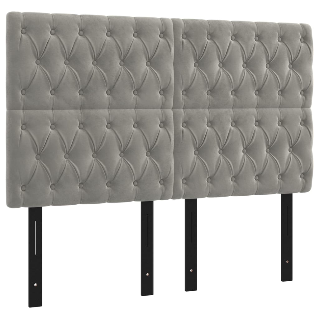 Headboards 4 pcs Light Gray 28.3"x2.8"x30.7"/34.6" Velvet