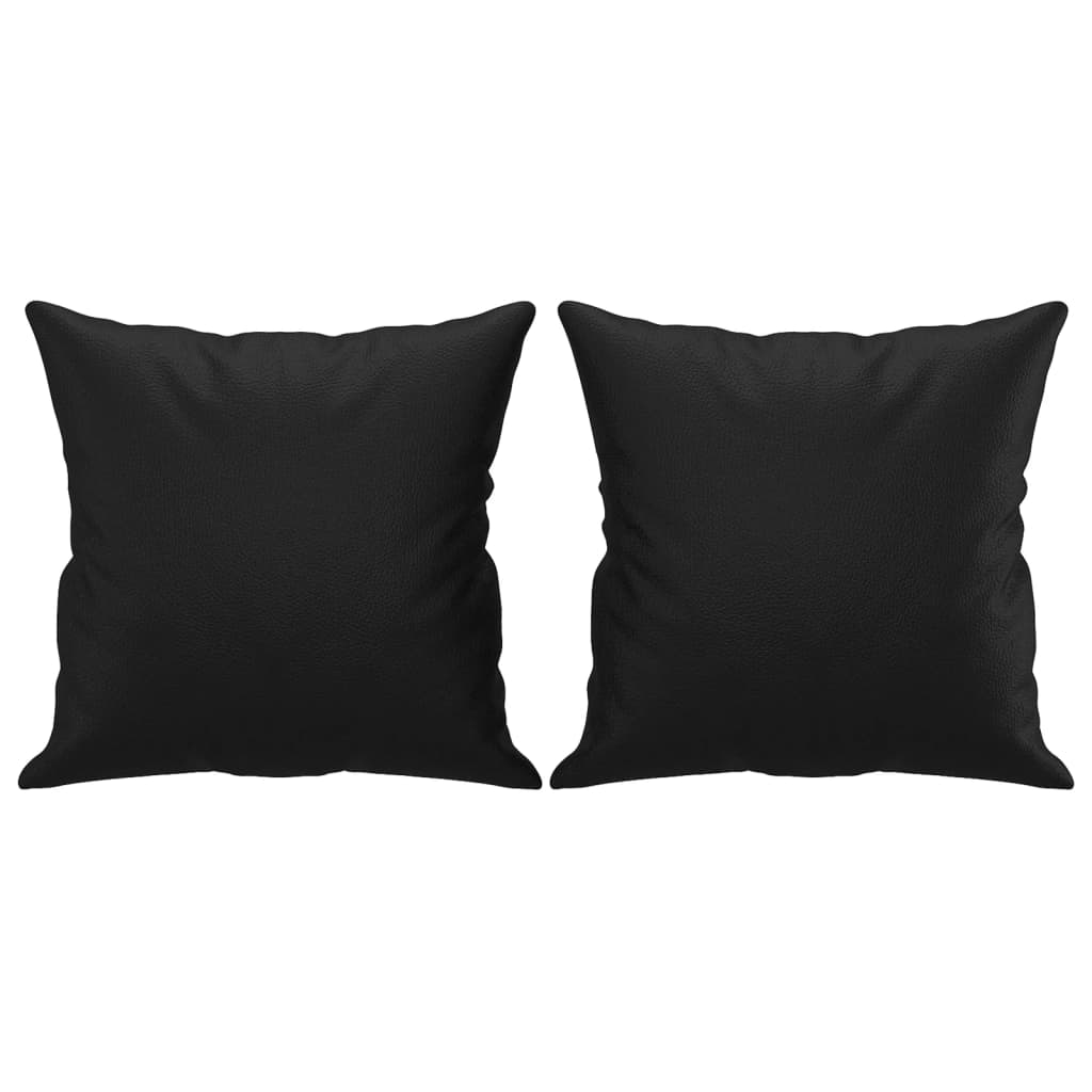 2 Piece Sofa Set with Pillows Black Faux Leather