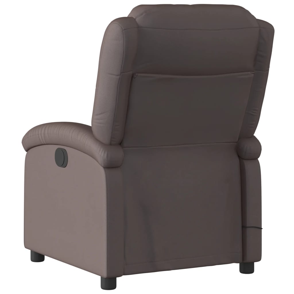 Electric Massage Recliner Chair Dark Brown Real Leather