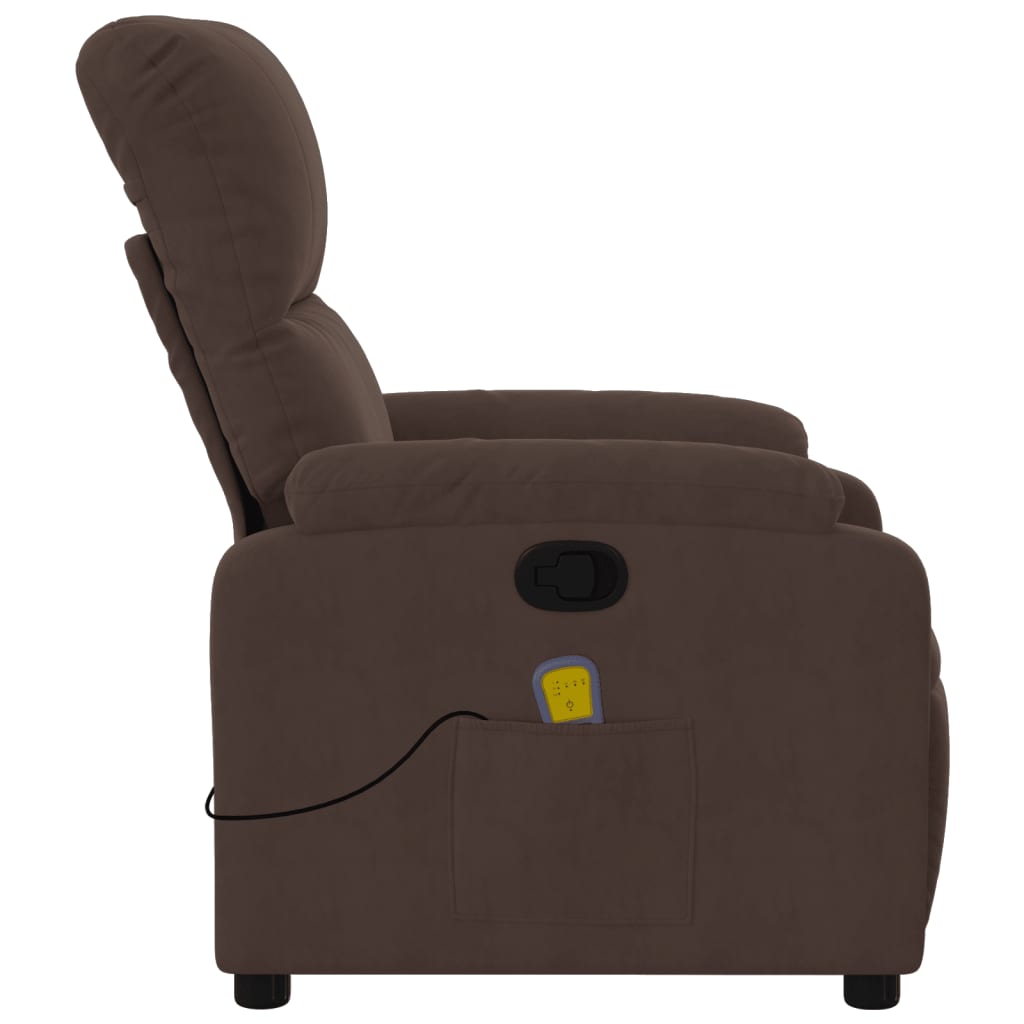 Massage Recliner Chair Brown Microfiber Fabric