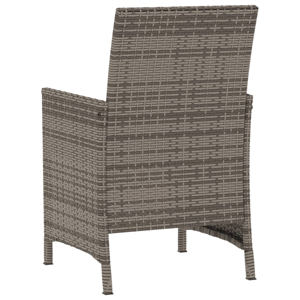 3 Piece Bistro Set with Cushions Gray Poly Rattan