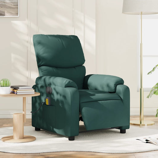 Electric Massage Recliner Chair Dark Green Fabric