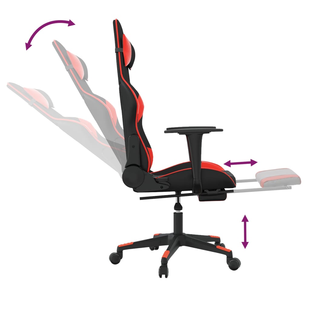 Gaming Chair with Footrest Black and Red Faux Leather