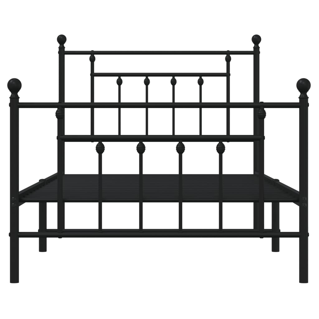 Metal Bed Frame without Mattress with Footboard Black 39.4"x74.8"