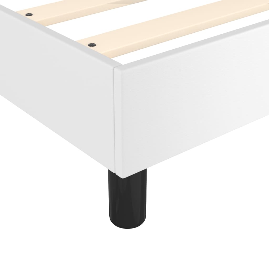 Bed Frame without Mattress White Twin Faux Leather (US Only)