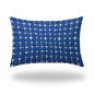 12" X 18" Blue And White Zippered Abstract Lumbar Indoor Outdoor Pillow Cover