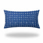 14" X 24" Blue And White Enveloped Abstract Lumbar Indoor Outdoor Pillow Cover