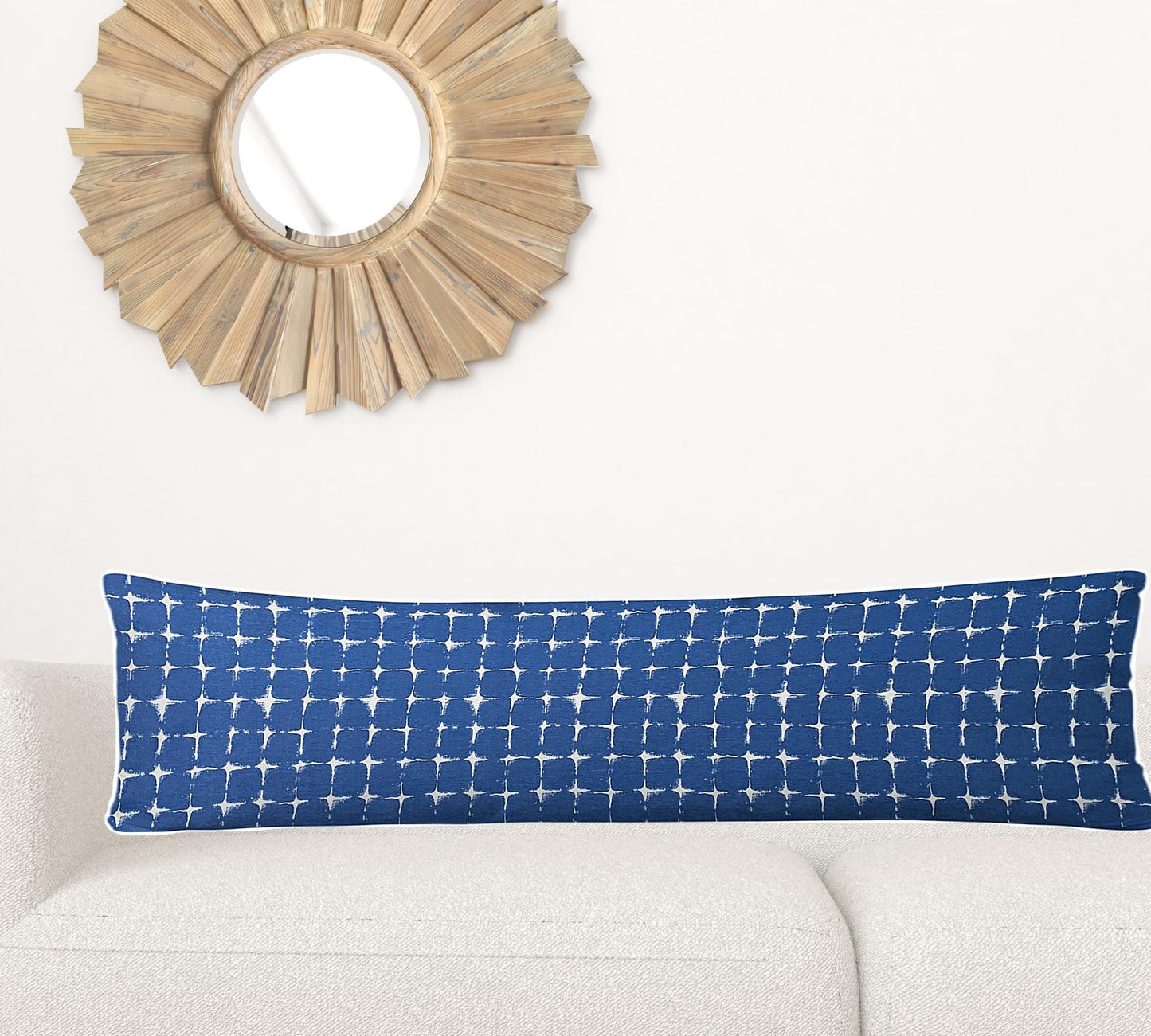 12" X 18" Blue And White Zippered Abstract Lumbar Indoor Outdoor Pillow Cover