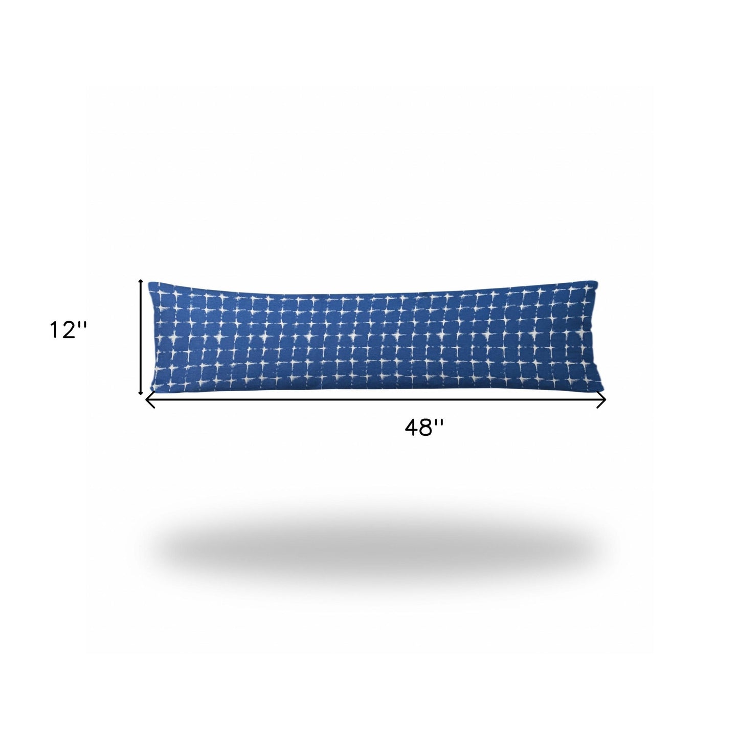 12" X 16" Blue And White Zippered Gingham Lumbar Indoor Outdoor Pillow