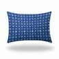 12" X 18" Blue And White Zippered Abstract Lumbar Indoor Outdoor Pillow Cover