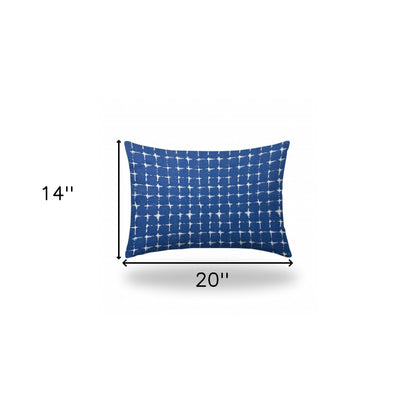 12" X 18" Blue And White Zippered Abstract Lumbar Indoor Outdoor Pillow Cover