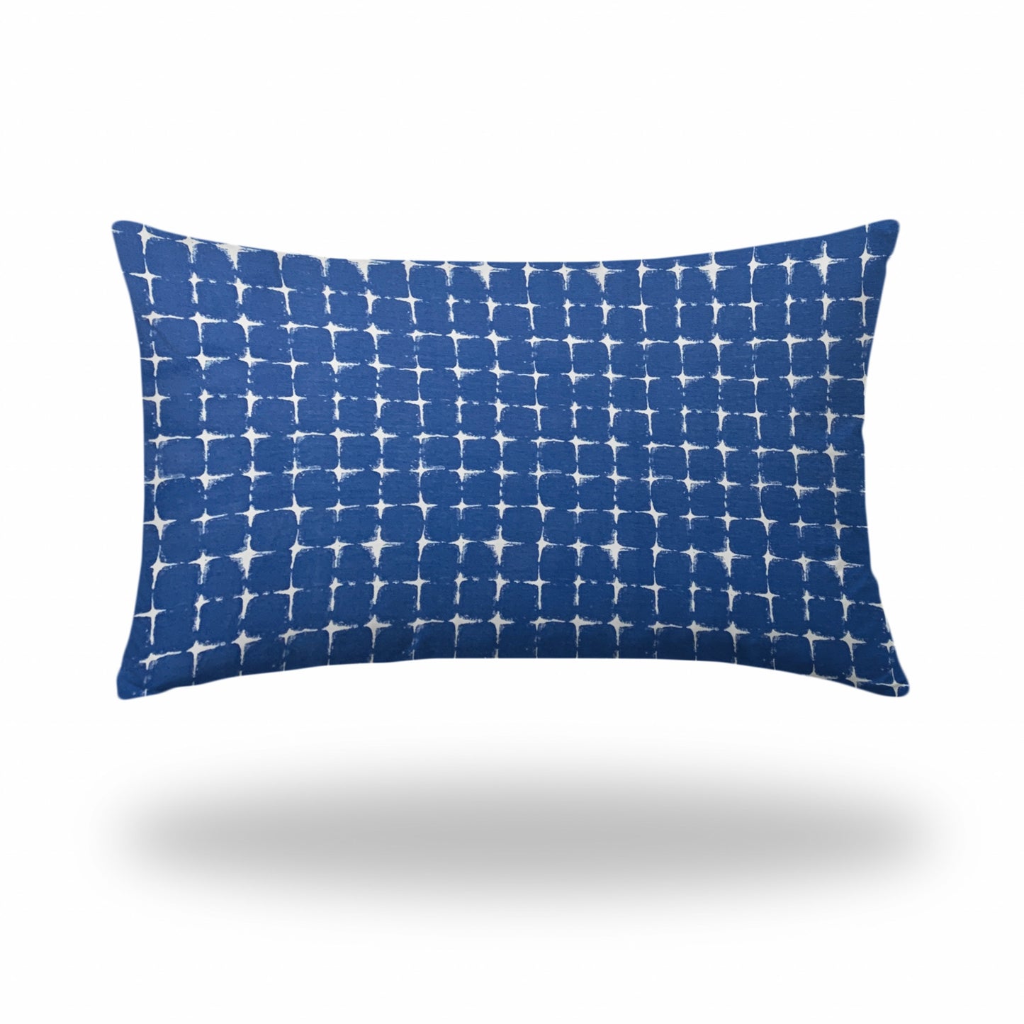 12" X 18" Blue And White Zippered Abstract Lumbar Indoor Outdoor Pillow Cover