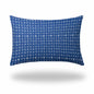 12" X 18" Blue And White Zippered Abstract Lumbar Indoor Outdoor Pillow Cover