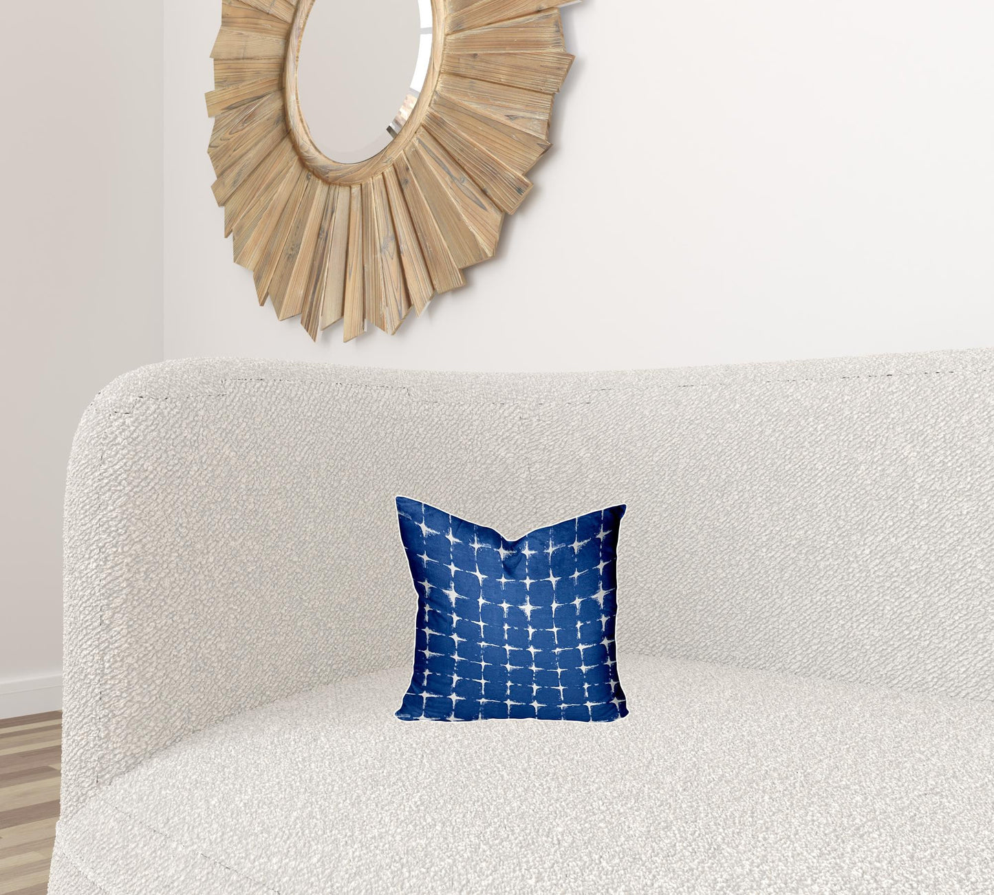 12" X 18" Blue And White Zippered Abstract Lumbar Indoor Outdoor Pillow Cover