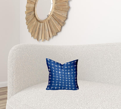 12" X 18" Blue And White Zippered Abstract Lumbar Indoor Outdoor Pillow Cover