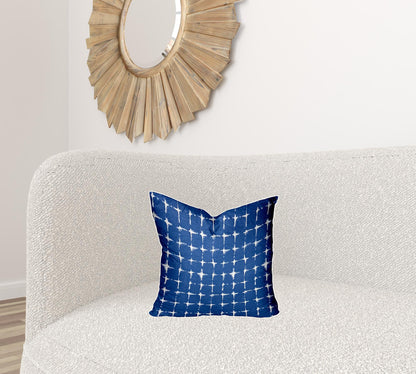 12" X 18" Blue And White Zippered Abstract Lumbar Indoor Outdoor Pillow Cover