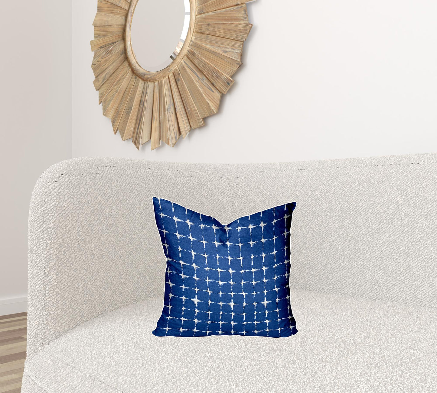 12" X 18" Blue And White Zippered Abstract Lumbar Indoor Outdoor Pillow Cover