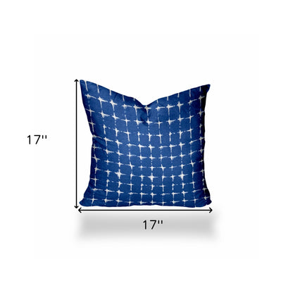 12" X 16" Blue And White Zippered Gingham Lumbar Indoor Outdoor Pillow