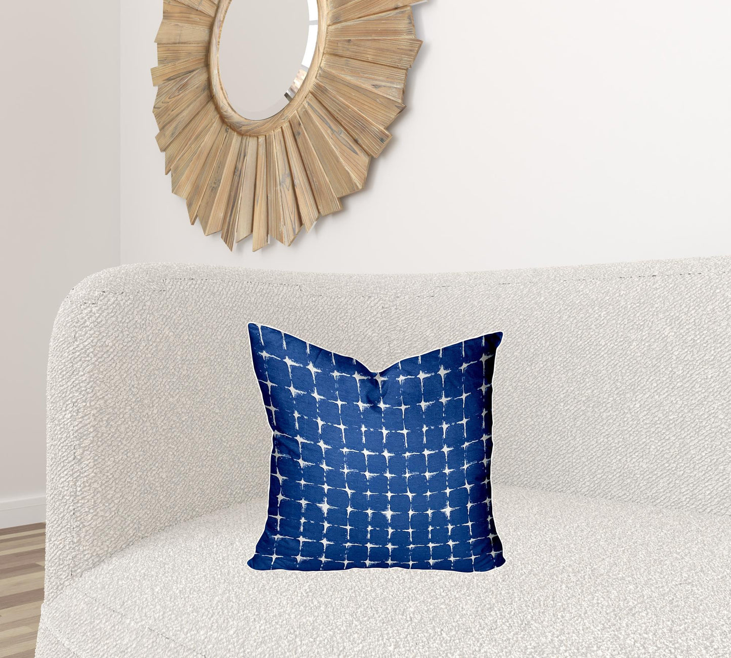 12" X 18" Blue And White Zippered Abstract Lumbar Indoor Outdoor Pillow Cover