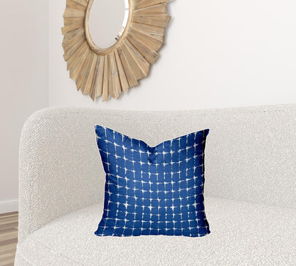 12" X 18" Blue And White Zippered Abstract Lumbar Indoor Outdoor Pillow Cover