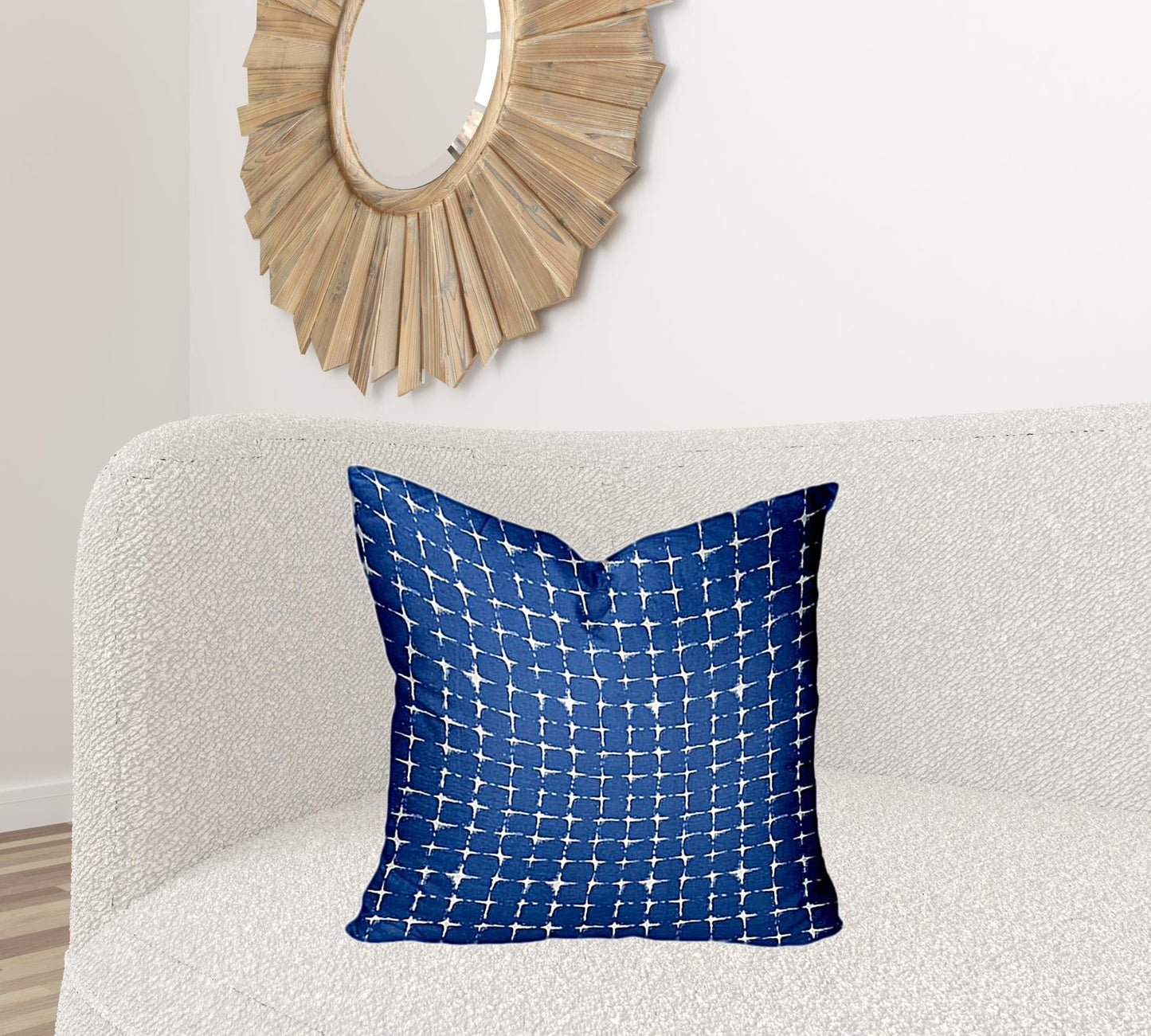 12" X 18" Blue And White Zippered Abstract Lumbar Indoor Outdoor Pillow Cover