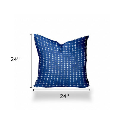 12" X 18" Blue And White Zippered Abstract Lumbar Indoor Outdoor Pillow Cover