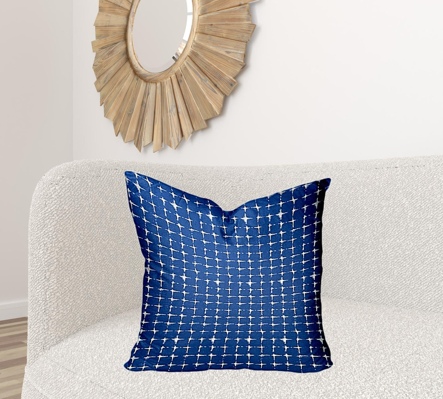 12" X 18" Blue And White Zippered Abstract Lumbar Indoor Outdoor Pillow Cover