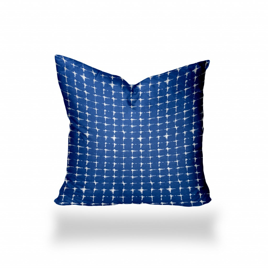 12" X 18" Blue And White Zippered Abstract Lumbar Indoor Outdoor Pillow Cover