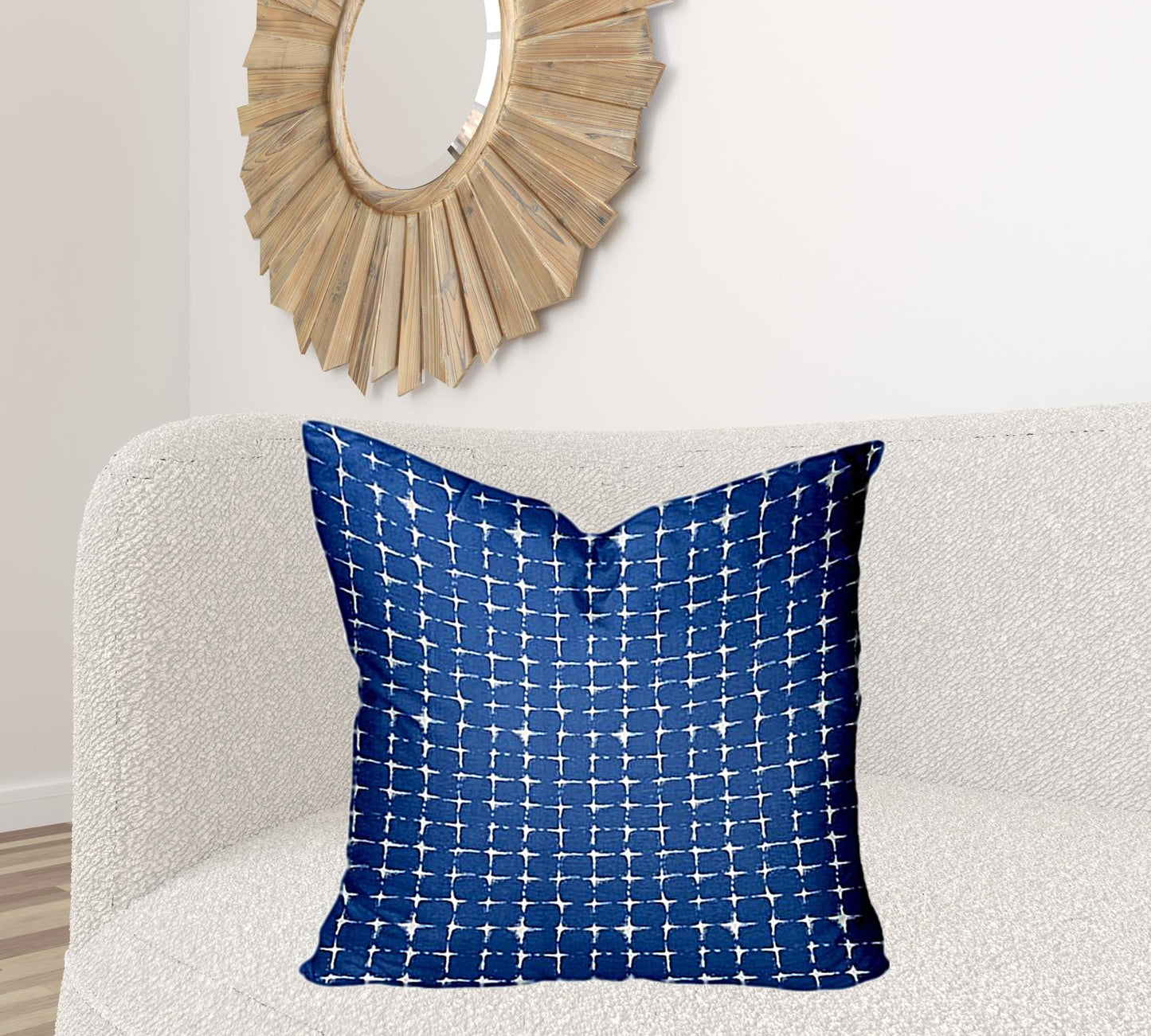 12" X 18" Blue And White Zippered Abstract Lumbar Indoor Outdoor Pillow Cover