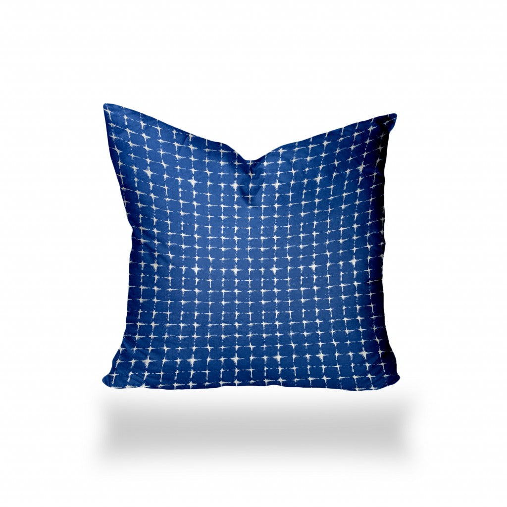 12" X 18" Blue And White Zippered Abstract Lumbar Indoor Outdoor Pillow Cover