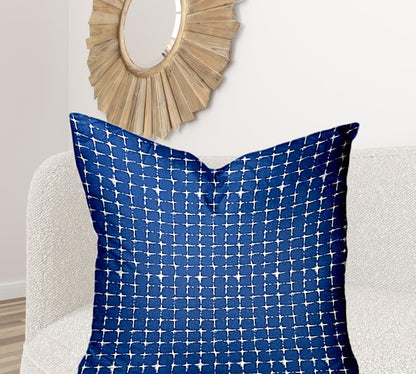 12" X 18" Blue And White Zippered Abstract Lumbar Indoor Outdoor Pillow Cover