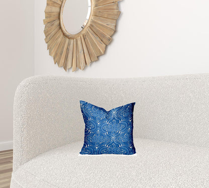 12" X 16" Blue And White Zippered Ogee Lumbar Indoor Outdoor Pillow Cover