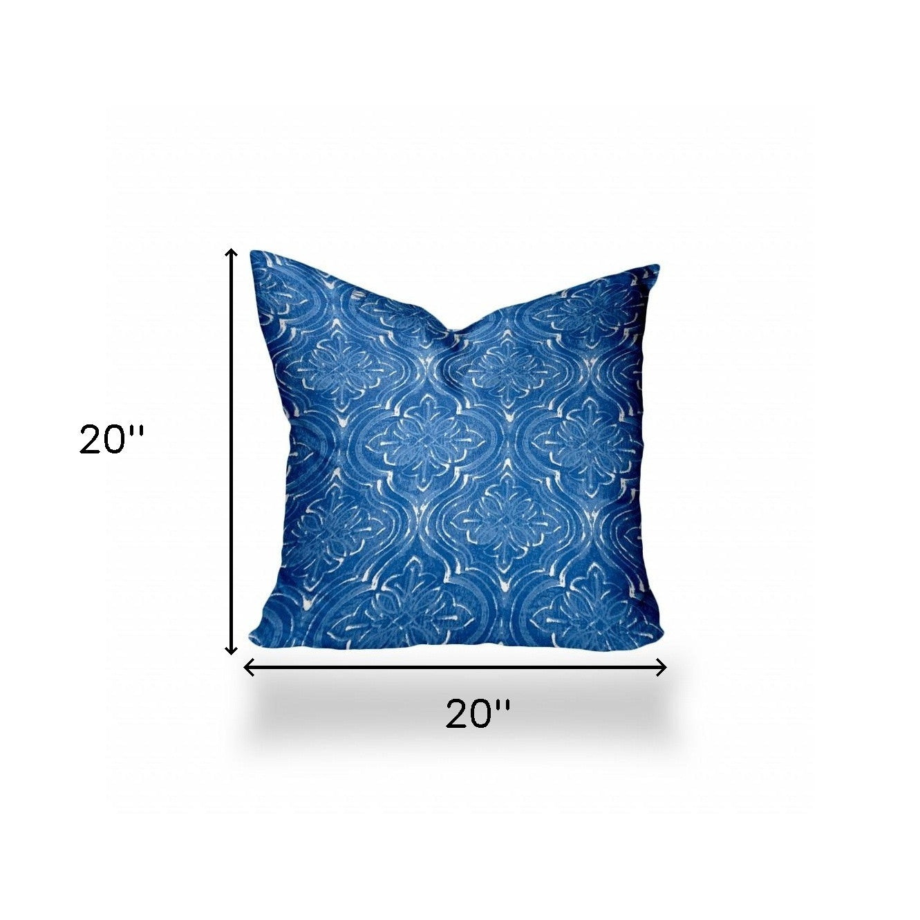 12" X 16" Blue And White Zippered Ikat Lumbar Indoor Outdoor Pillow