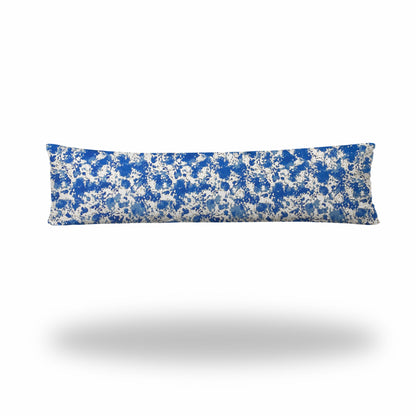 12" X 16" Blue And White Zippered Lumbar Indoor Outdoor Pillow Cover