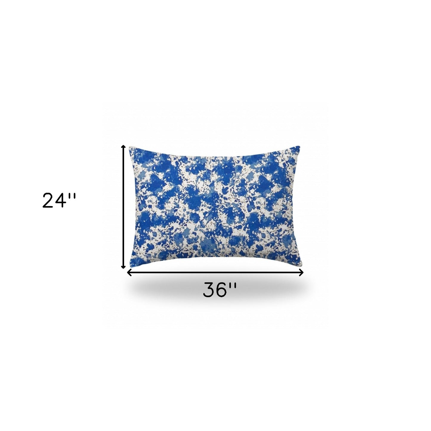 12" X 16" Blue And White Zippered Lumbar Indoor Outdoor Pillow Cover