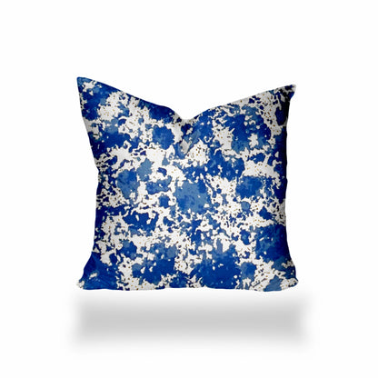 12" X 16" Blue And White Zippered Lumbar Indoor Outdoor Pillow Cover